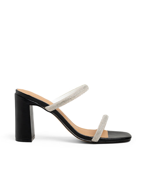 Sandalia Negra Doble Tira Glitter 1523541